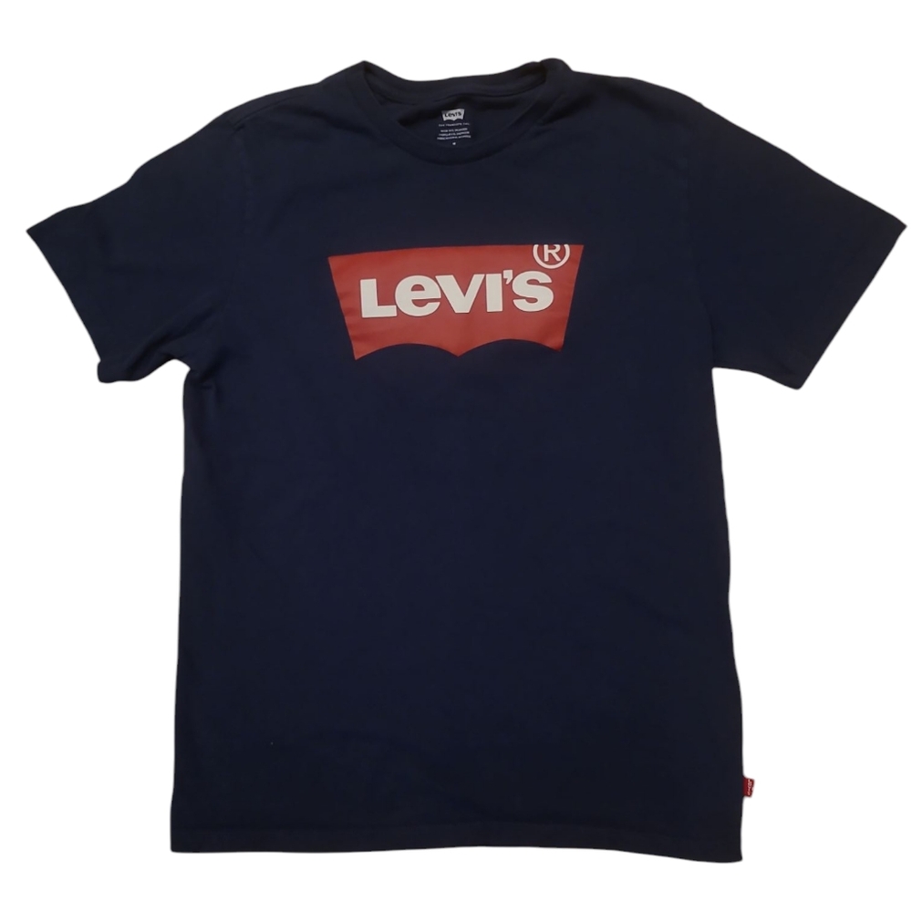 Levis T Shirt Mens Medium Navy Blue Logo Short Sleeve